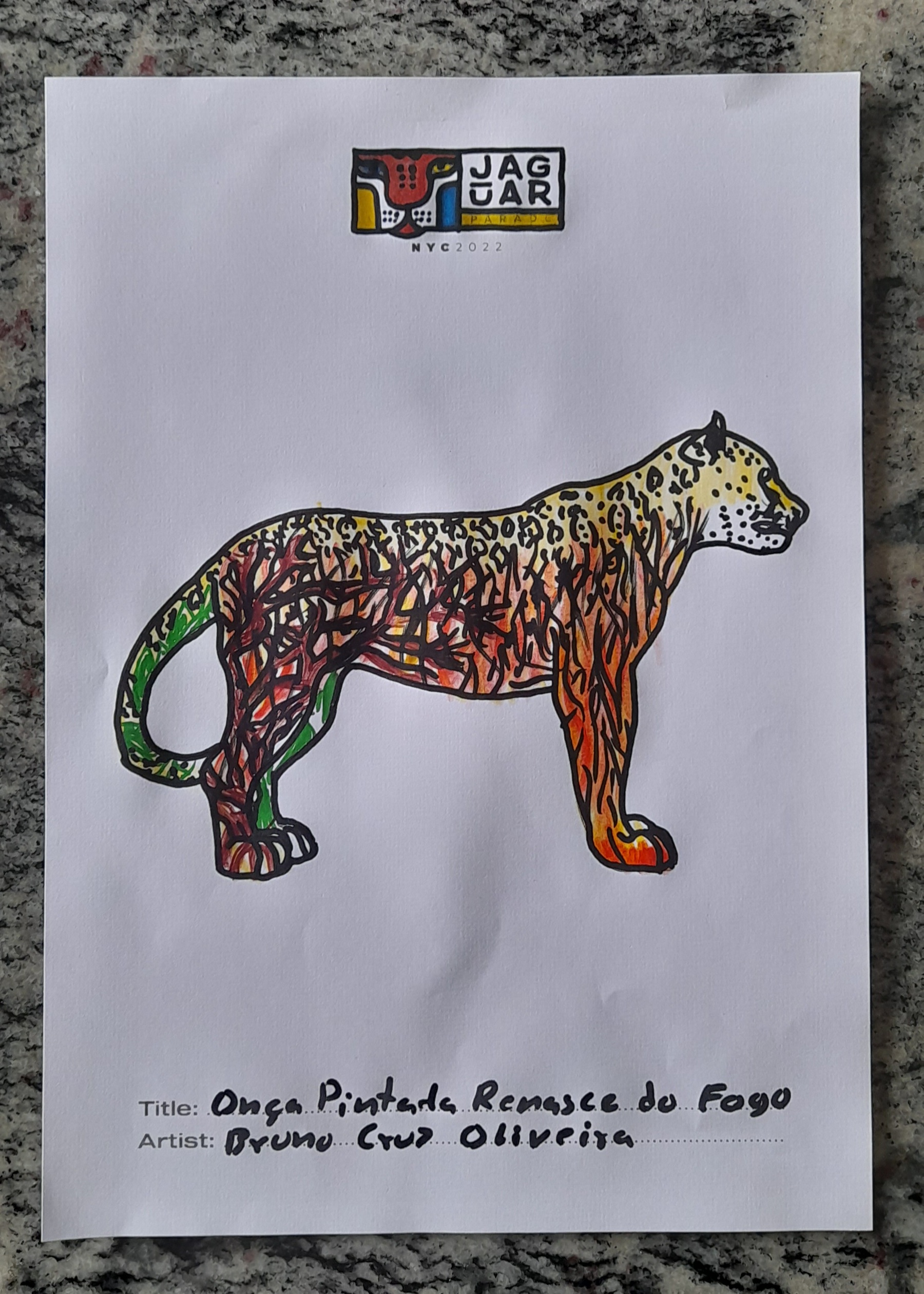 Jaguar painted is reborn from fire